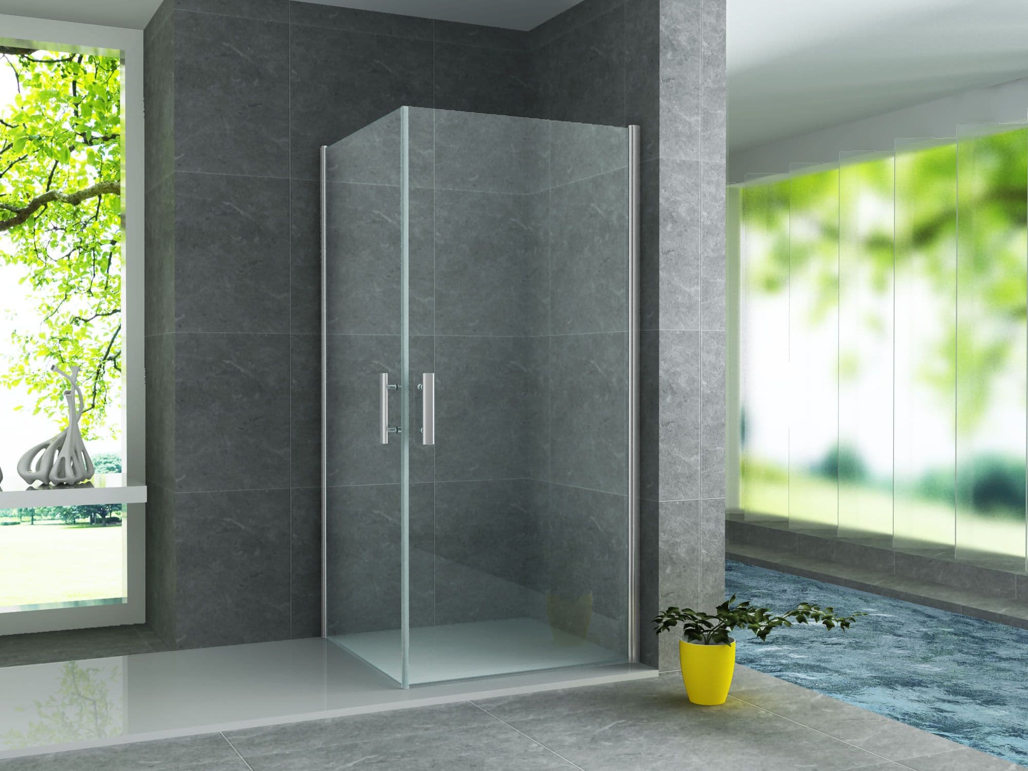 ALONI CABINE DE DOUCHE – ENTRÉE D’ANGLE - 2 P.BAT. - 900X900X1900MM - CHROME-VERRE CLAIR vue 1