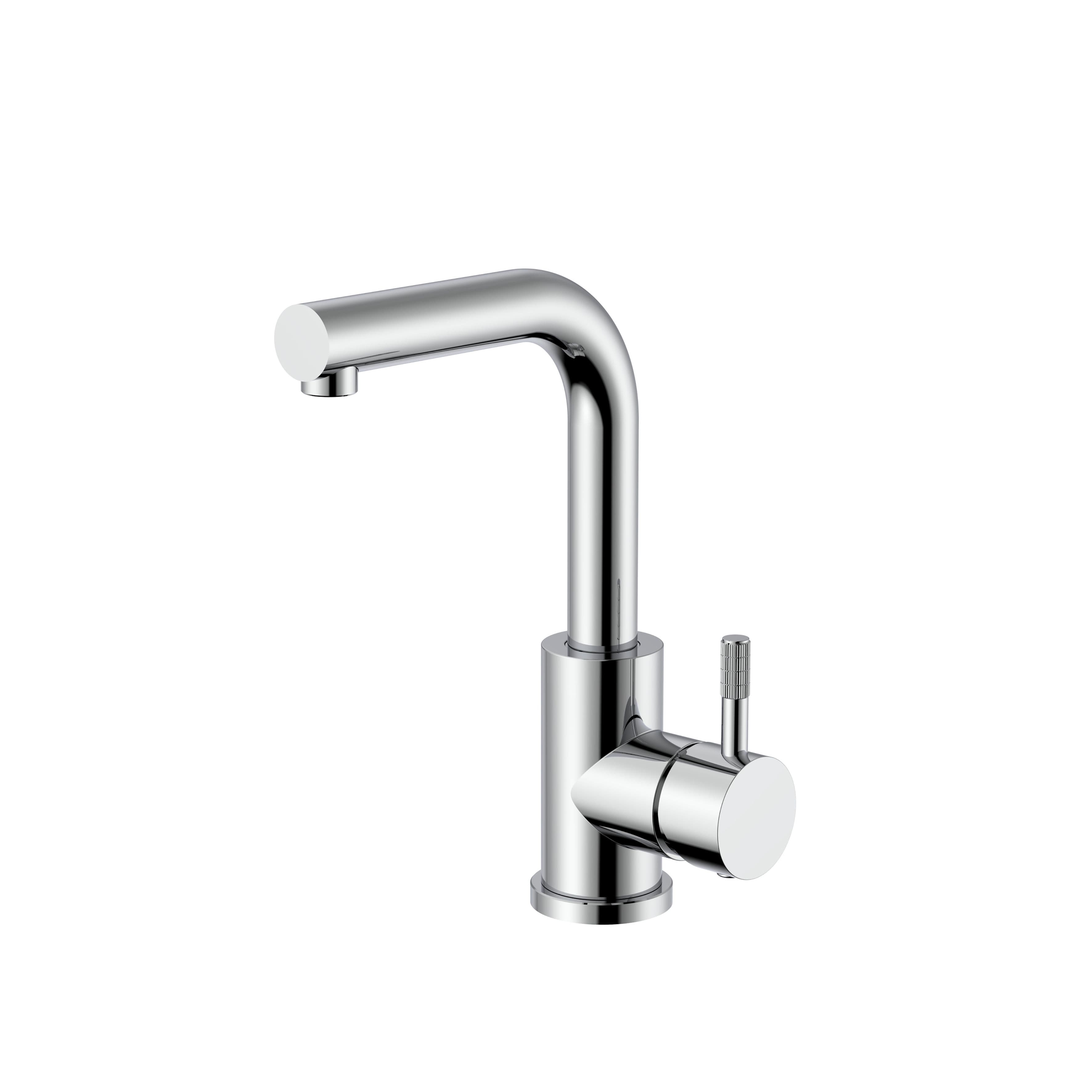 STRIA MITIGEUR LAVABO/ÉVIER – BEC DROIT – MOBILE – DÉMARRAGE À FROID – POIGNÉE AVEC STRUCTURE STRIÉE RAFFINÉE – SANS BONDE – CHROME vue 1