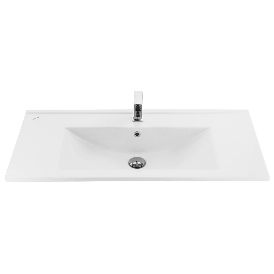 SU LAVABO - 1 LAVABO - AVEC TROU DE ROBINET - CÉRAMIQUE - 100X45 CM - BLANC BRILLANT vue 1