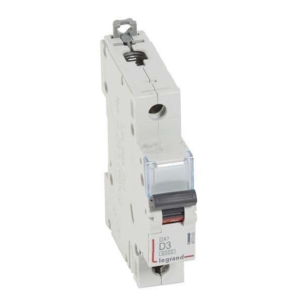 Disjoncteur DX³ 6000A / 10kA 1 pôle courbe D 03A 400V 1 module vue 1