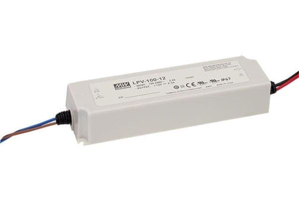 Alimentation Led 12Vdc - 100W 8.5A IP67 190 x 52 x 37mm vue 1