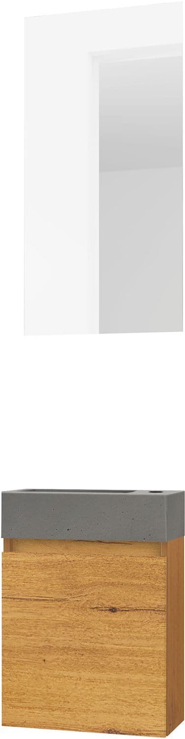 LAVE-MAINS FORM MINI BETON/ 1 PORT/MIROIR CHENE GOLD vue 1