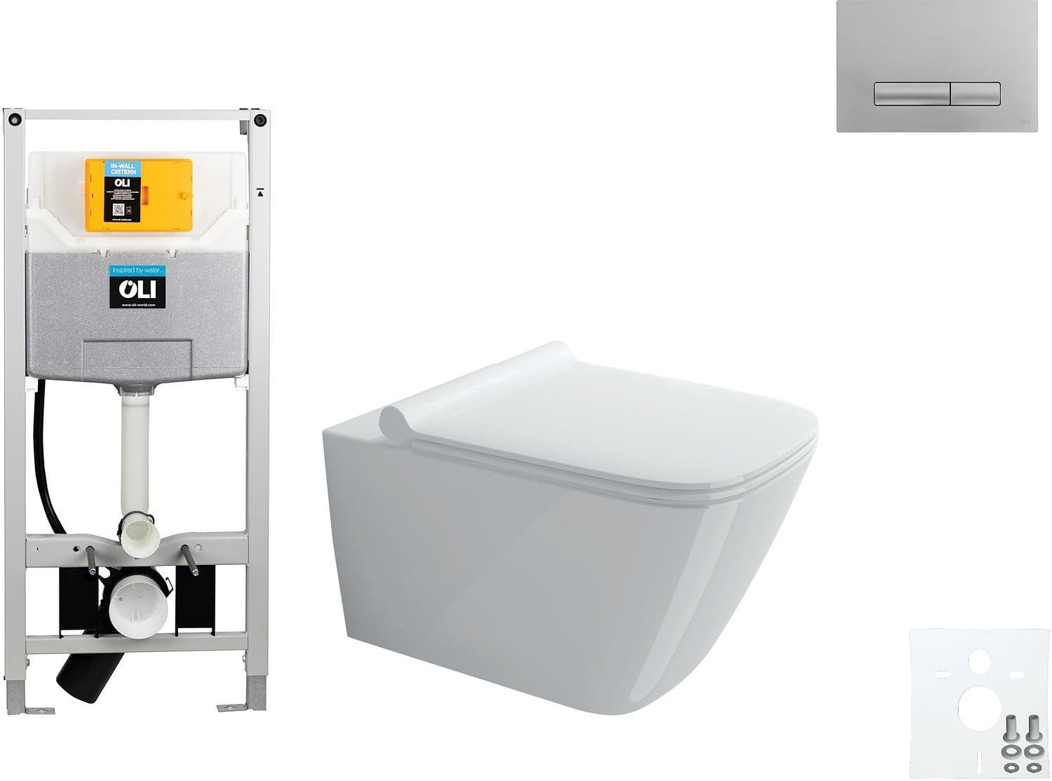 WALLFIX OLI WC SUSPENDU CATALANO GREEN QUICK-RELEASE SOFTCLOSE ANTIBACTERIEN GLAM MAT CHROME vue 1