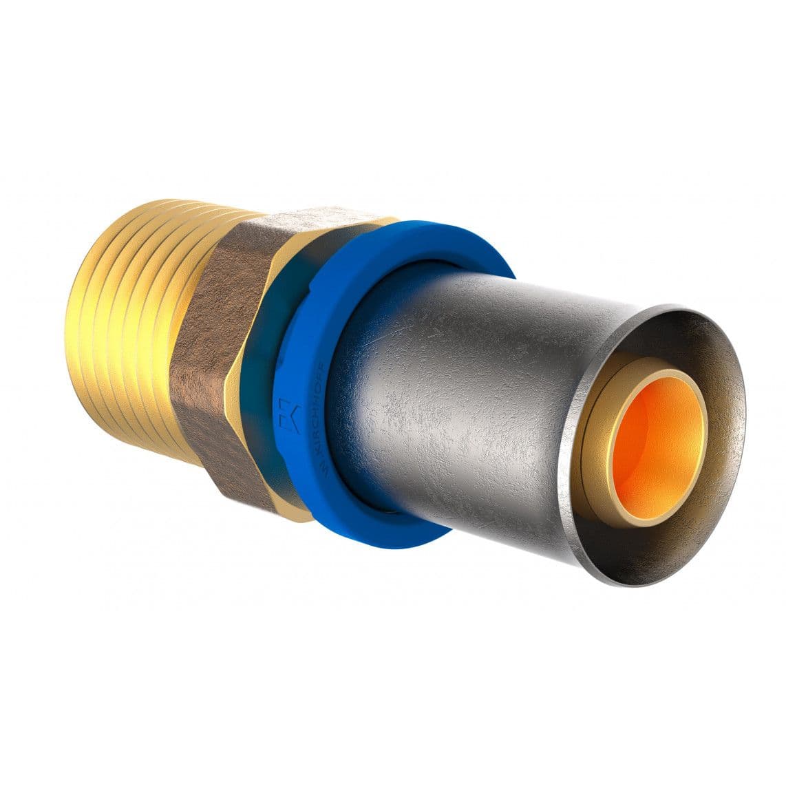 988712155 LT pièce intermédiaire, vierge, 16 mm x 1/2" M, raccord à sertir pour tube multicouche vue 1
