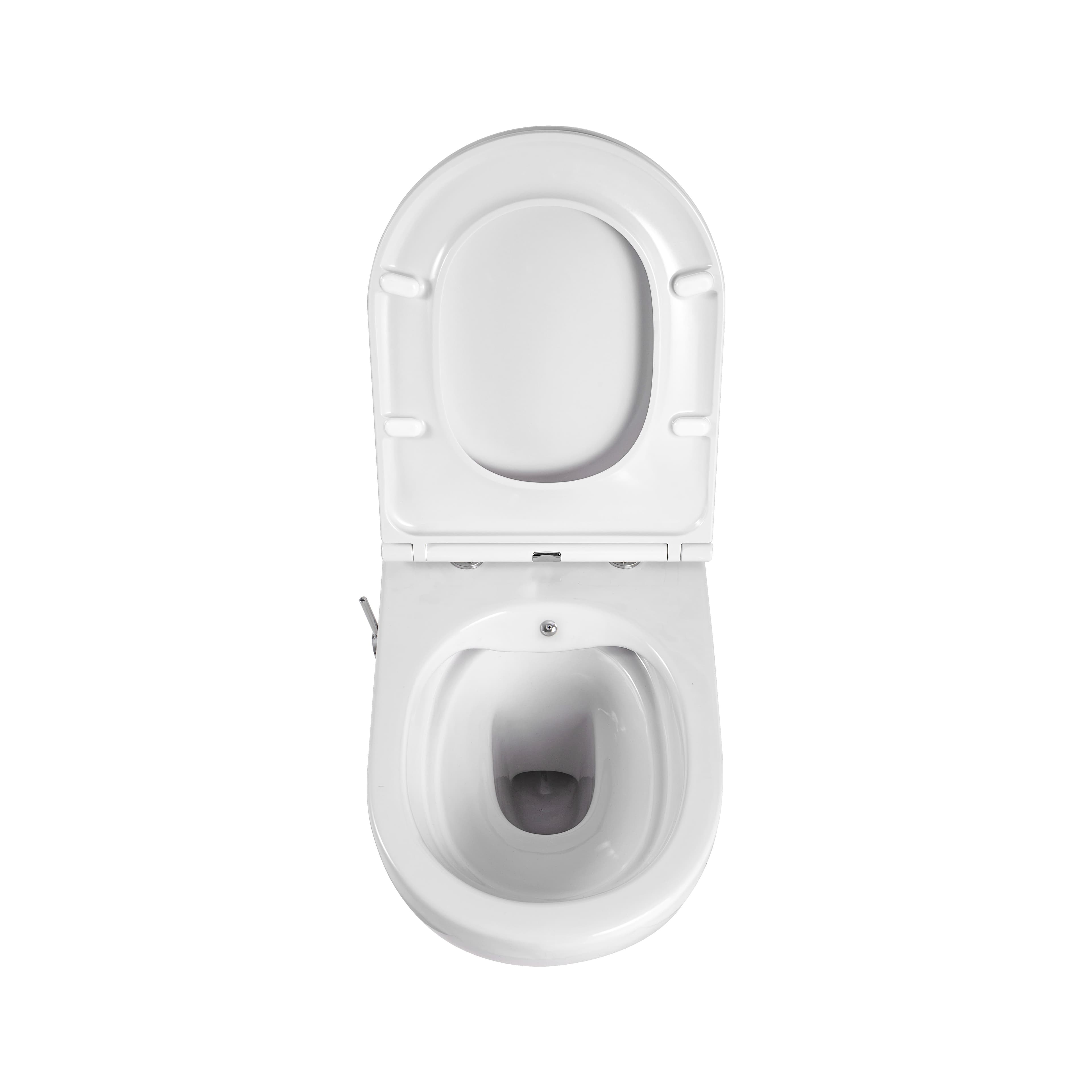 ALONI PRO WC SUSPENDU AVEC BIDET – SANS BRIDE – AVEC ROBINET DE BIDET EAU CHAUDE ET FROIDE – AVEC ABATTANT – 52,5 CM – BLANC BRILLANT vue 1