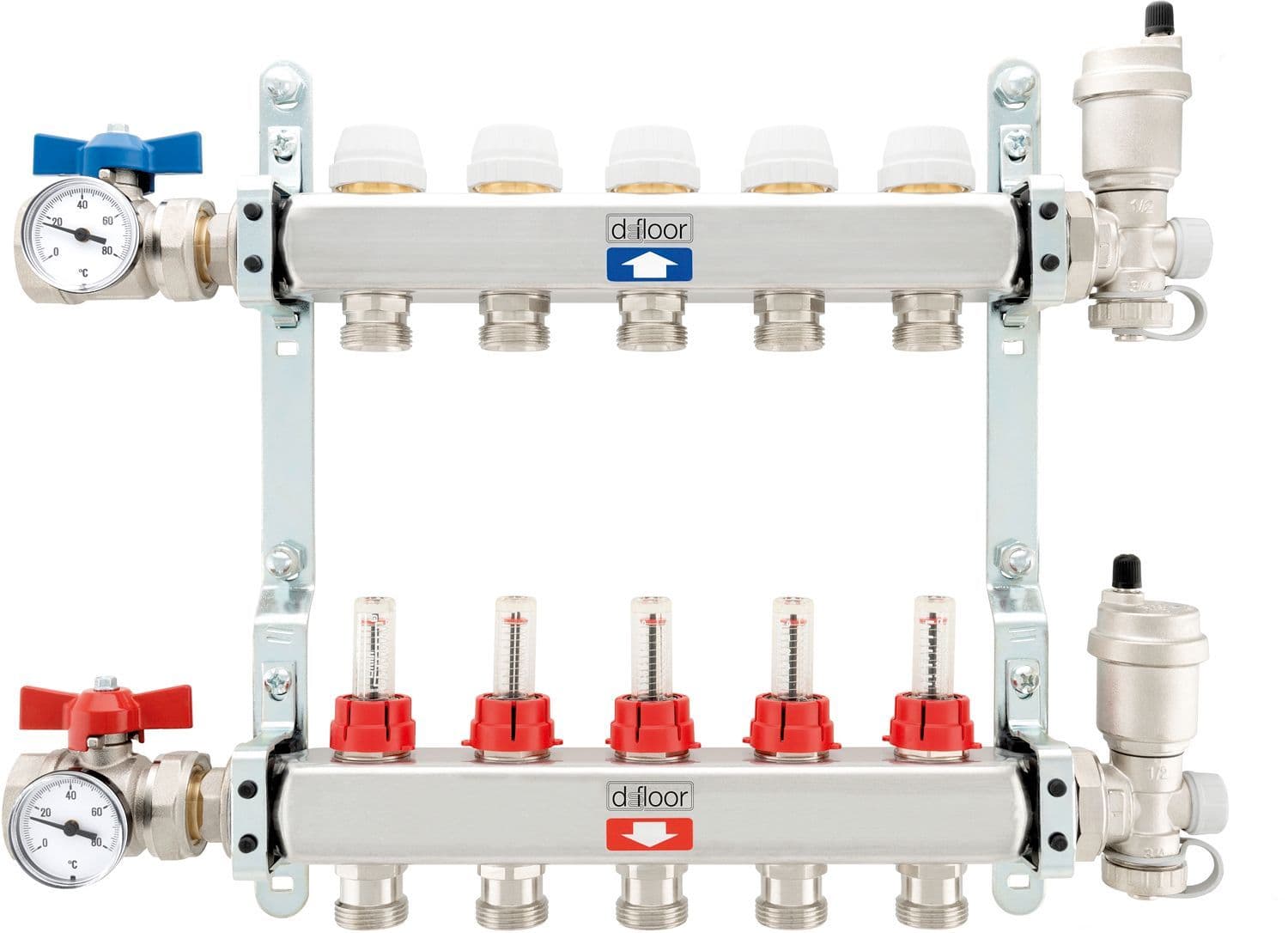 KIT COLLECTEURS INOX COMPLET CHAUFFAGE SOL D-FLOOR 5 CIRCUITS 3/4" EUROCONE vue 1