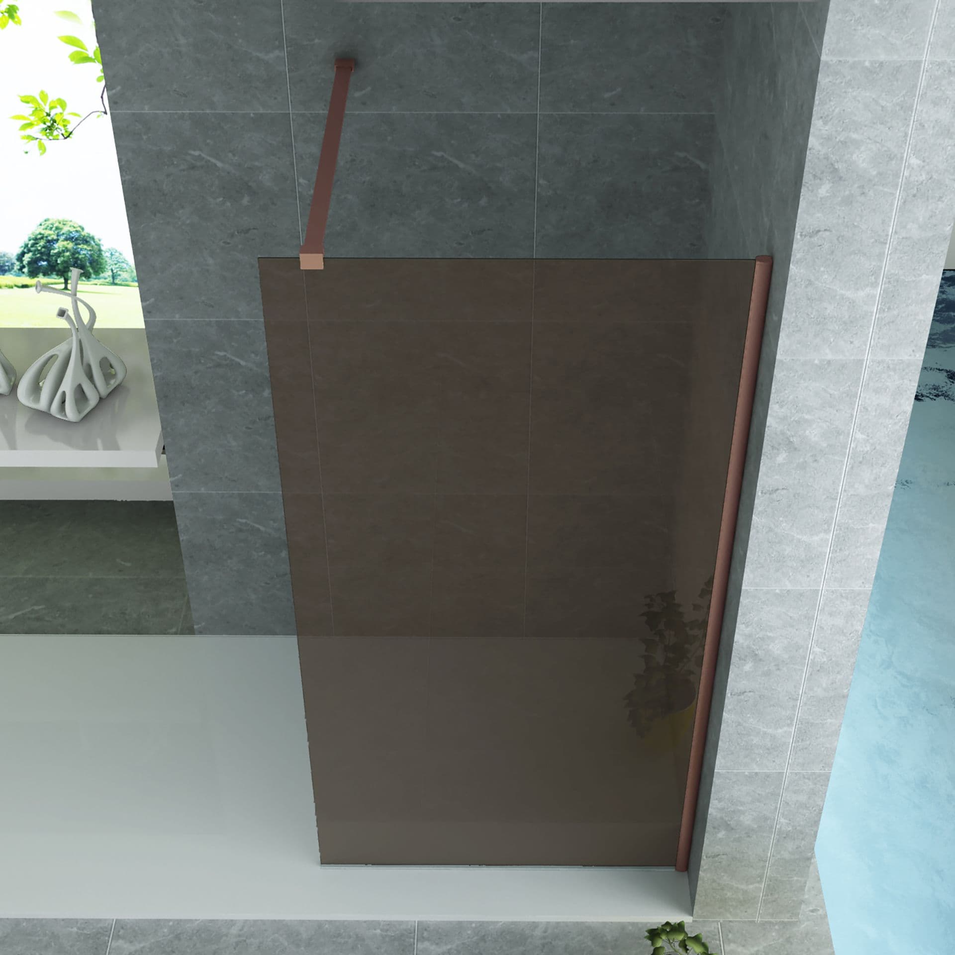 ALONI DOUCHE À L’ITALIENNE - 900X2000MM - CUIVRE BROSSÉ-VERRE CHAMPAGNE vue 1
