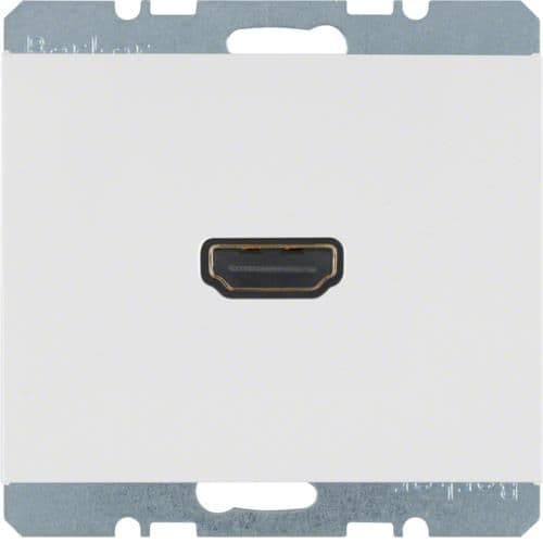 Prise Hdmi avec fiche de connexion 90° Berker K.1 Blanc polaire, brillant vue 1