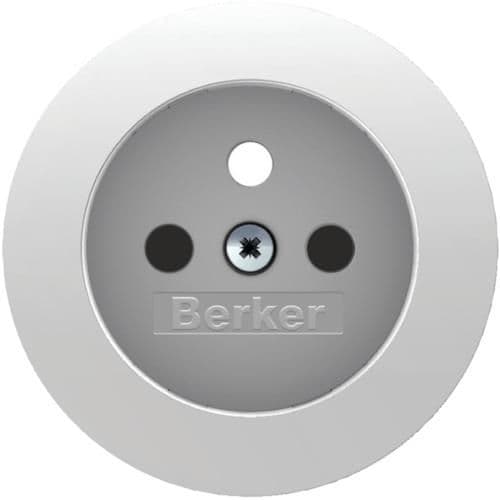 Sets de finition pour prise de courant avec terre Berker R.1 / R.3 / R.Classic Blanc polaire, brilla vue 1