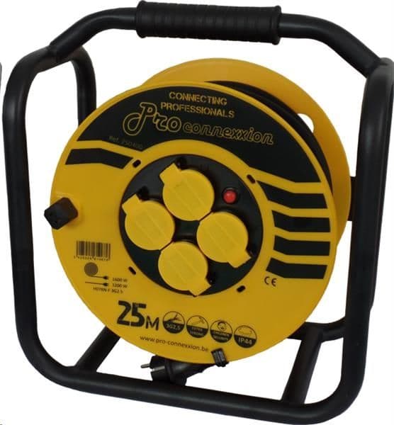 Enrouleur de câble H07RN-F 3G2.5 - 25m Solide - 4 prises IP44 vue 1