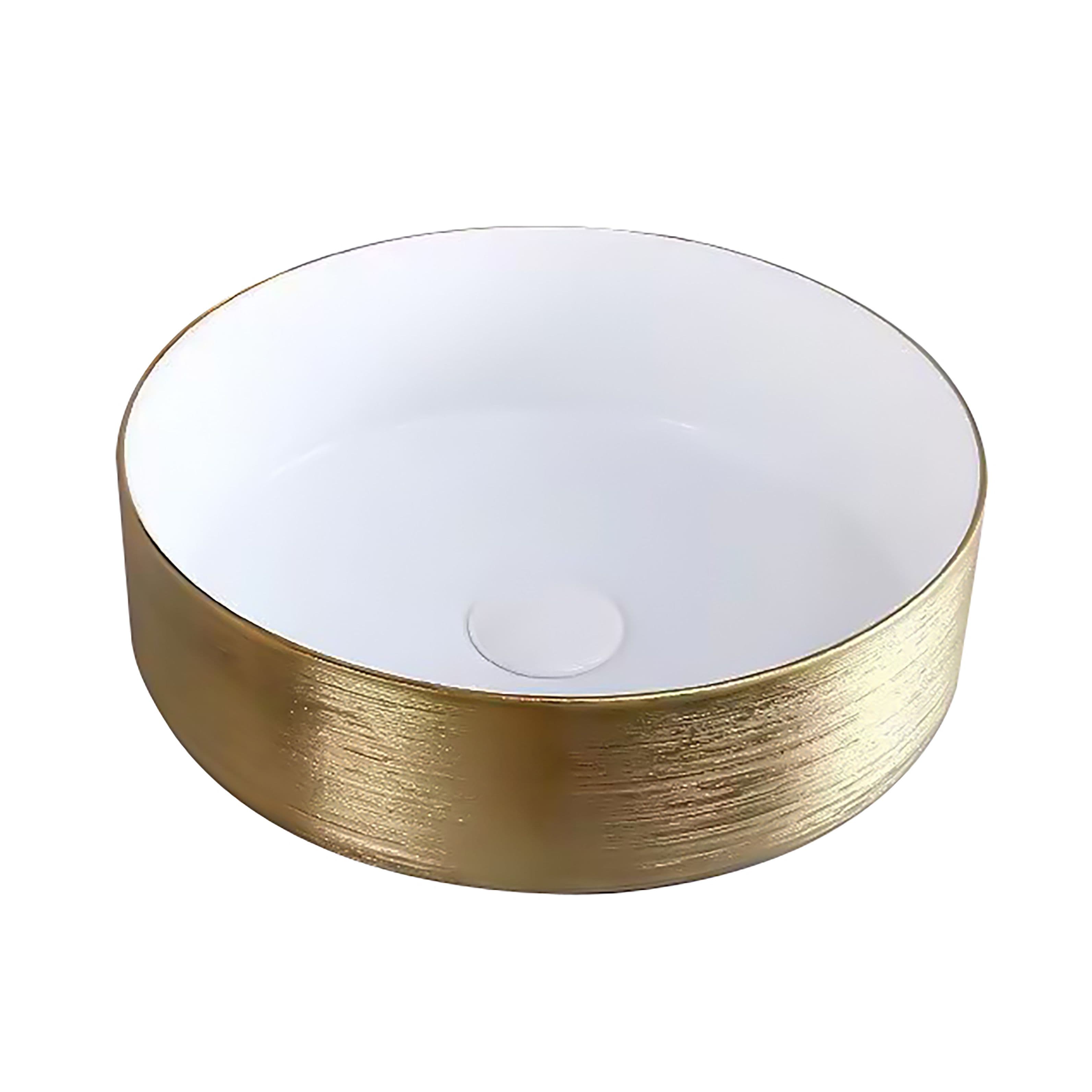 ALONI TURO LAVABO AVEC RELIEF - À POSER – SANS TROP-PLEIN – SANS TROU DE ROBINET – CÉRAMIQUE – 36X12X36 CM – OR/BLANC BRILLANT vue 1