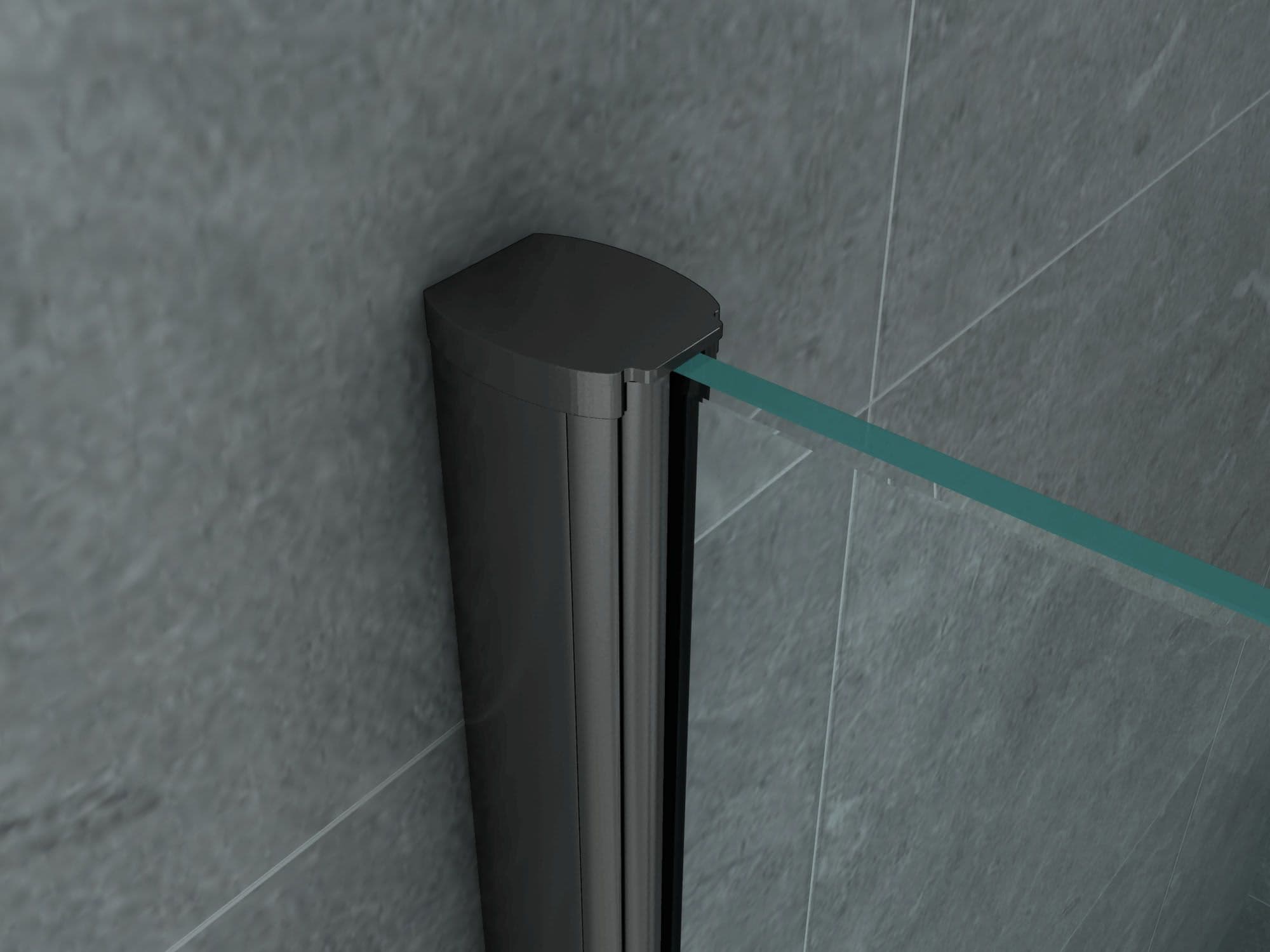 ALONI CABINE DE DOUCHE - PORTE COULISSANTE ET PAROI LATÉRALE - 900 X 1600 X 1950 MM - NOIR MAT - VERRE CLAIR vue 1