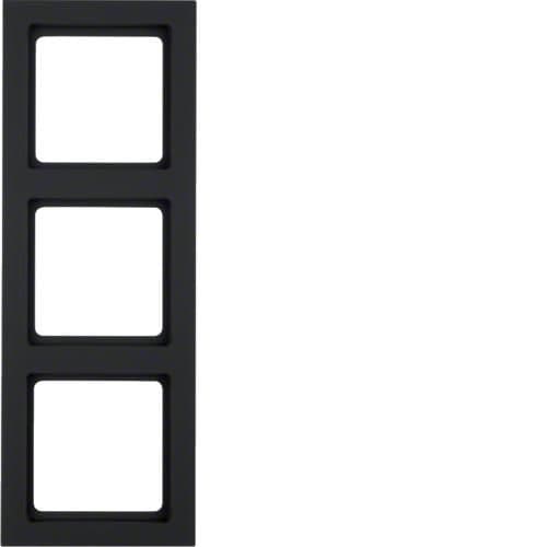 Plaque de recouvrement 3 postes Berker Q.3 Anthracite, Velours vue 1