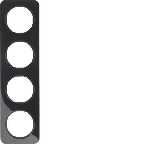 Plaque de recouvrement 4 postes Berker R.1 Noir, brillant vue 1