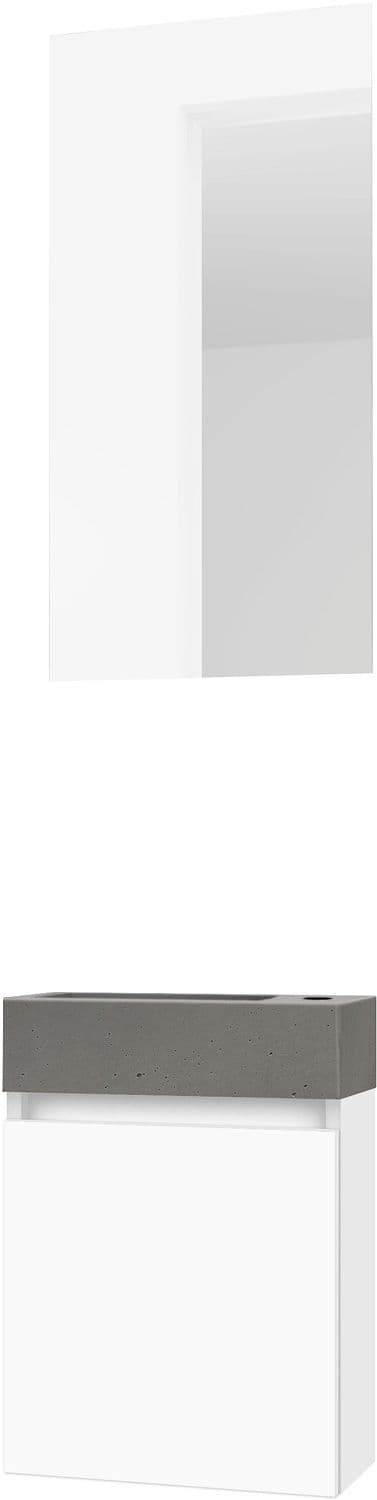 LAVE-MAINS FORM MINI BETON/ 1 PORT/MIROIR BLANC vue 1