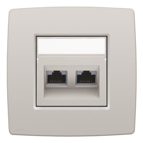 Enjoliveur data 2 x RJ sortie oblique Light Grey vue 1