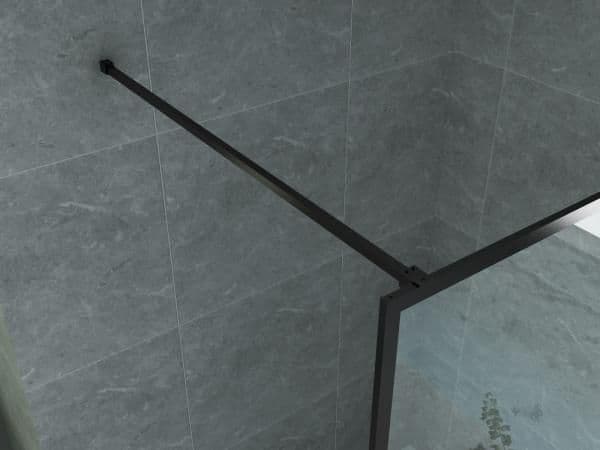 ALONI DOUCHE À L’ITALIENNE AVEC DÉCOR GRILLE - 1000X2000MM - NOIR MAT-VERRE CLAIR vue 1