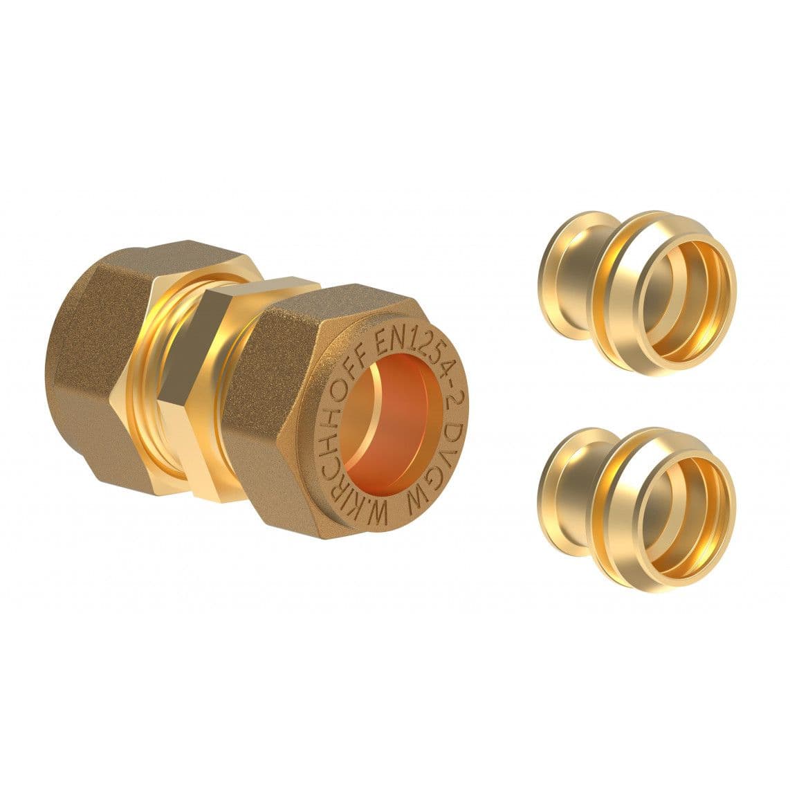 989454117 LT pièce de raccordement, vierge, 10 mm / incl. 2x jeu de réduction 8 mm, raccord à serrer pour tube en cuivre vue 1