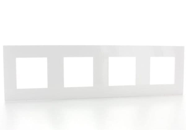 Valena plaque 4 postes horizontal - vertical entraxe 71mm Blanc Chrome vue 1