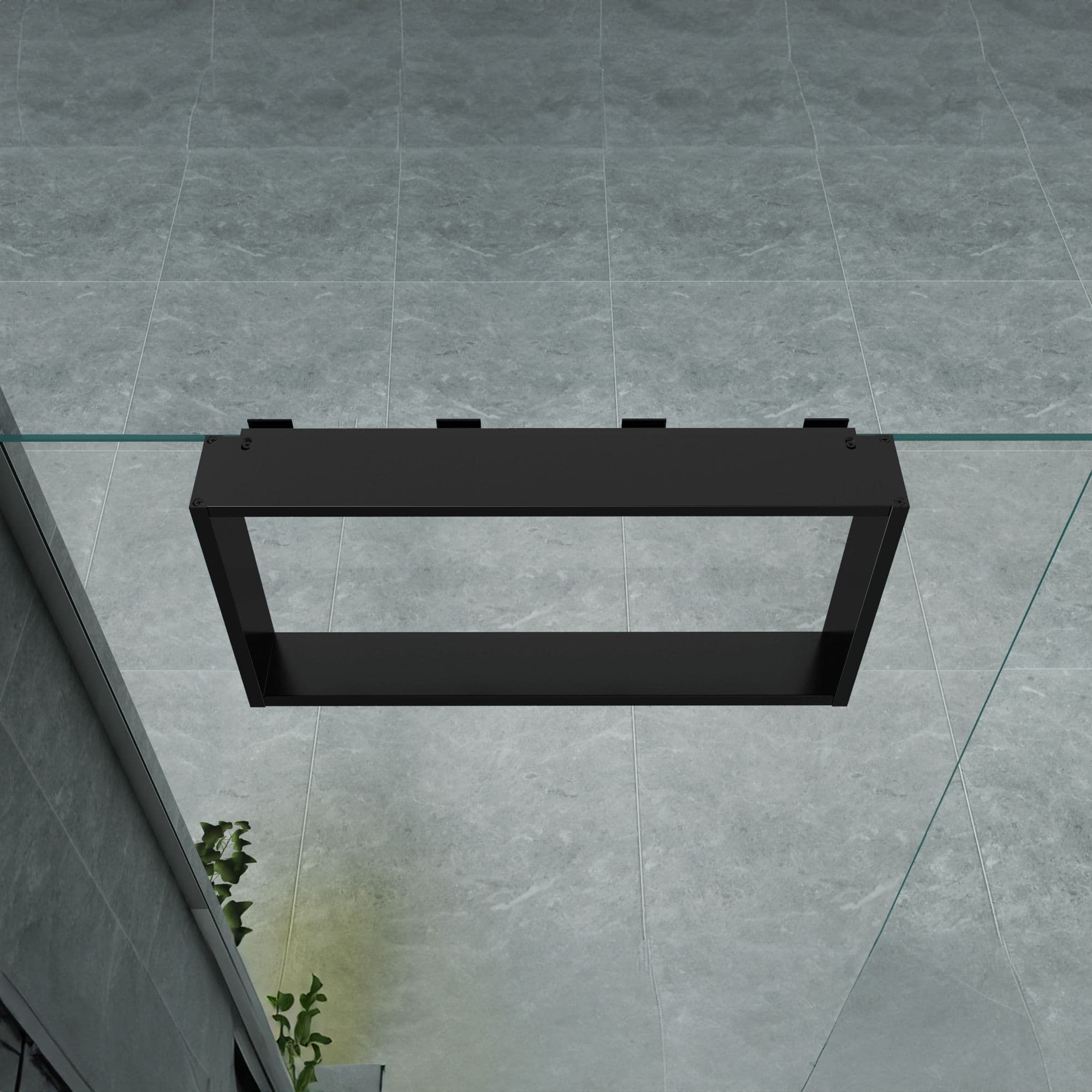 NICHE DE SURFACE POUR PAROI DE DOUCHE - 4 CROCHETS À SERVIETTES - ALUMINIUM - 60X30X8 CM - NOIR MAT vue 1