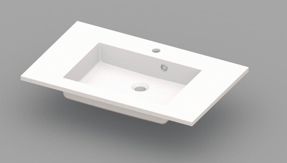 Van Marcke Coste tablette avec 1lavabo 800x500x200mm blanc marbre artificiel vue 1