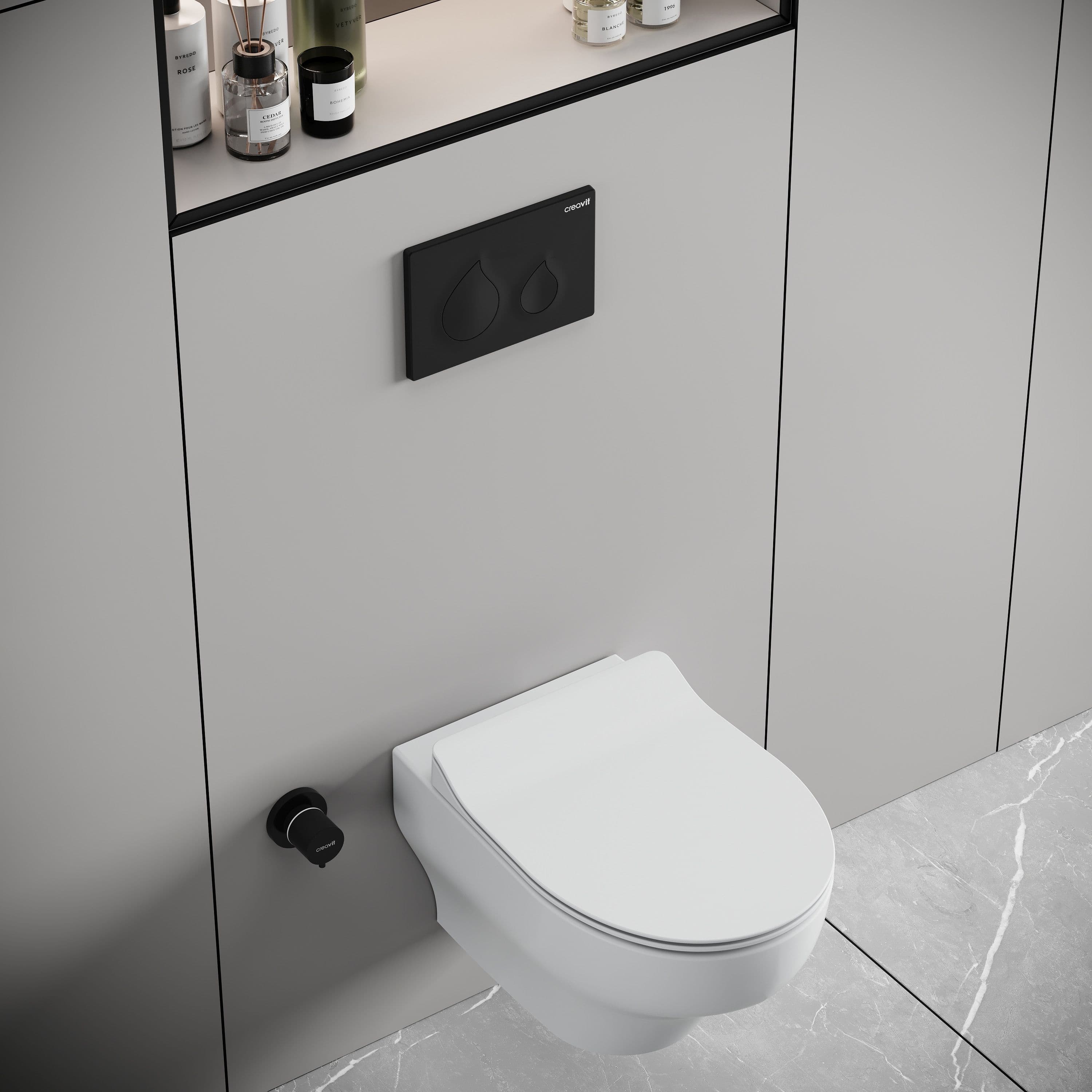 CREAVIT NESS WC SUSPENDU AVEC BIDET - TORNADO FLUSH - SANS BRIDE - SANS ABATTANT WC - BLANC BRILLANT vue 1
