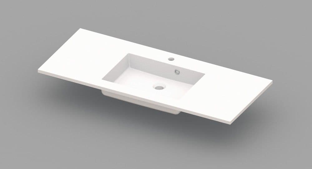 Van Marcke Coste tablette avec 1lavabo central 1200x500x200mm blanc vue 1