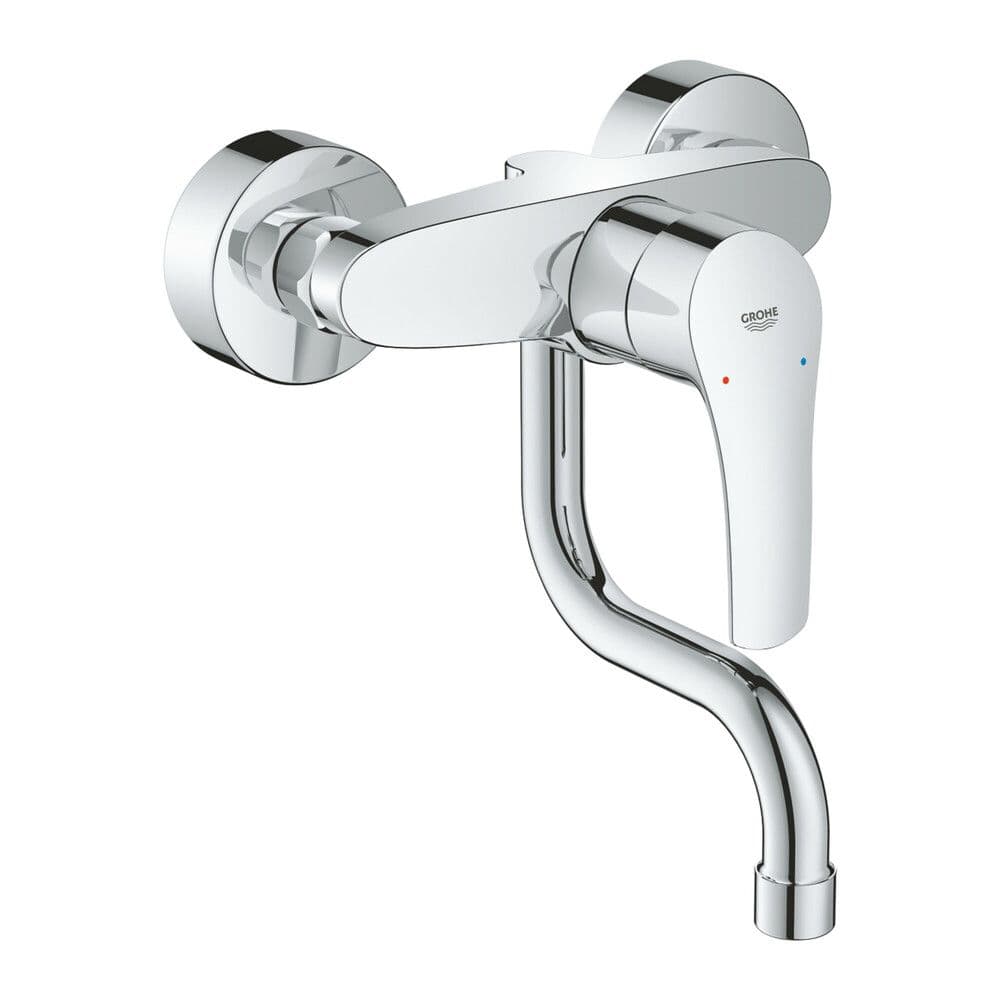 Grohe Eurosmart mitigeur évier mur StarLight SilkMove bec mobile chromé vue 1