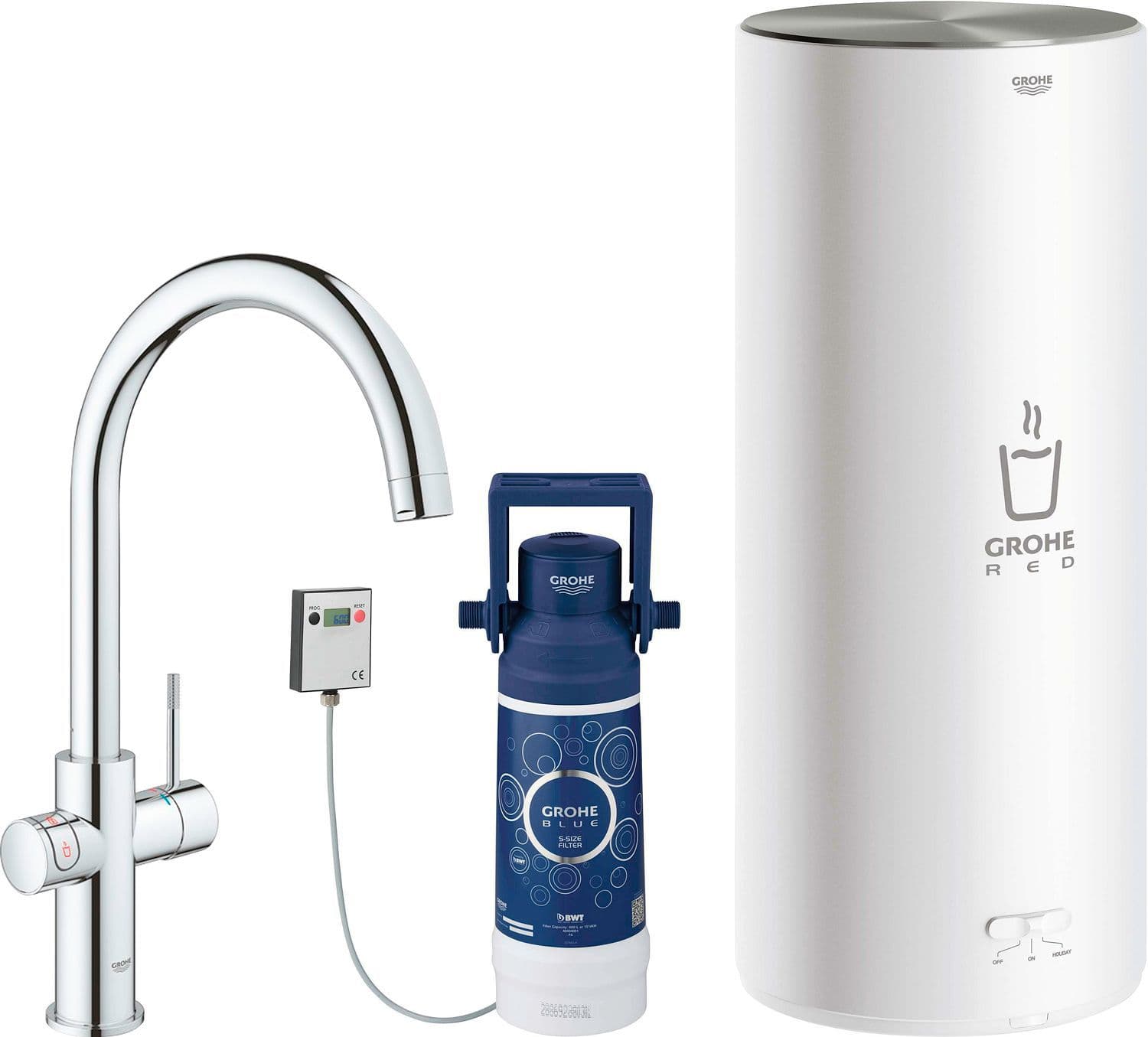 MITIGEUR CUISINE RED DUO FG+BOILER L-SIZE CHROME vue 1