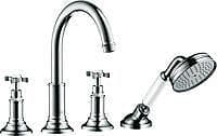 SET DE FINITION MELANGEUR DE BAIN 4 TROUS MONTAGE SUR CARRELAGE HANSGROHE NICKEL BROSSE vue 1