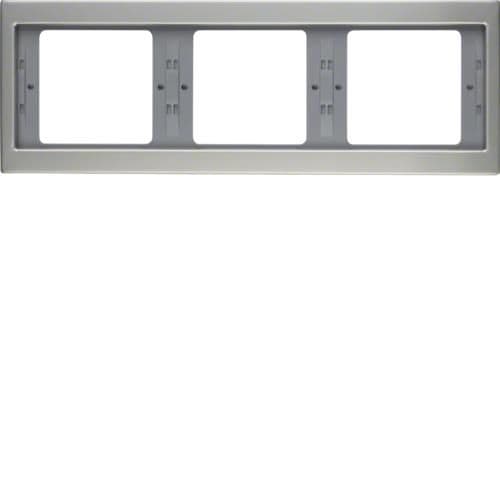Plaque de recouvrement 3 postes pour montage horizontal Berker K.5 Inox vue 1