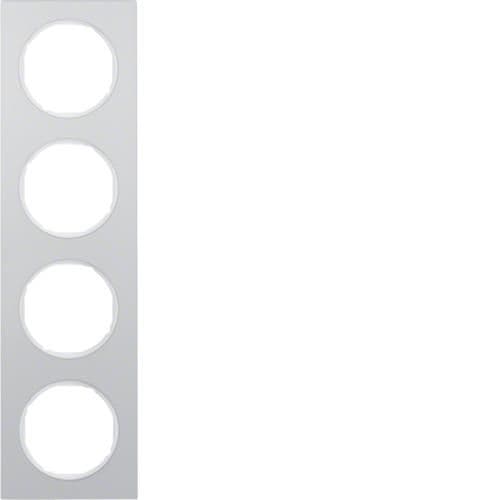 Plaque de recouvrement 4 postes Berker R.3 Alu / Blanc polaire vue 1