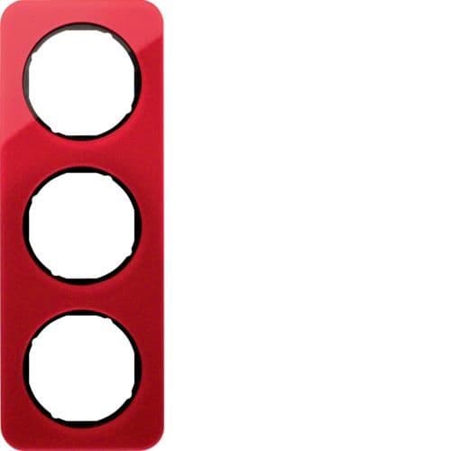 Plaque de recouvrement 3 postes R.1 acryl Rouge transparent / Noir vue 1
