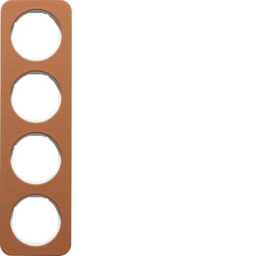 Plaque de recouvrement 4 postes R.1 Cuir Bruin / Blanc polaire vue 1