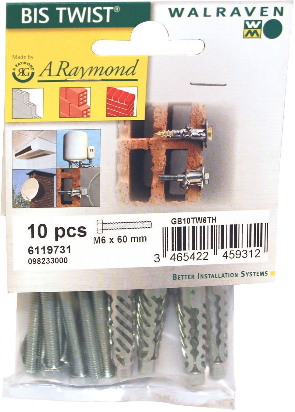 BIS TWIST+VIS METRIQUE+RONDELLE M6X60MM BOÎTE=10PIECES vue 1