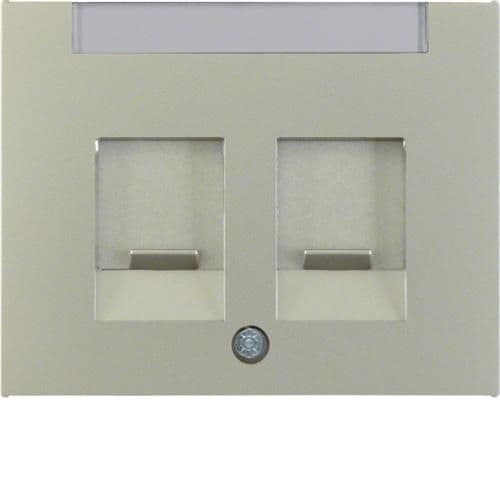 Enjoliveur avec 2 volets antipoussière et porte - étiquette Berker K.5 Inox, laqué vue 1