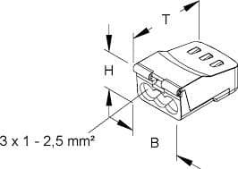 Raccord sans vis, 3 x 1 - 2,5mm² - transparent vue 1