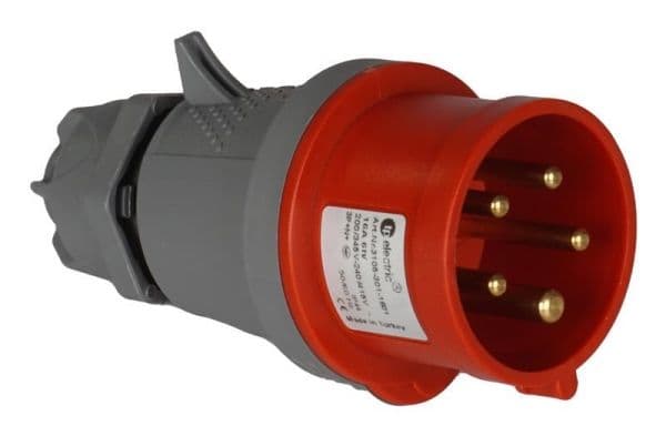 Fiche CEE mâle 5 x 32A 380 - 415Vac Rouge IP44 avec raccords rapides vue 1
