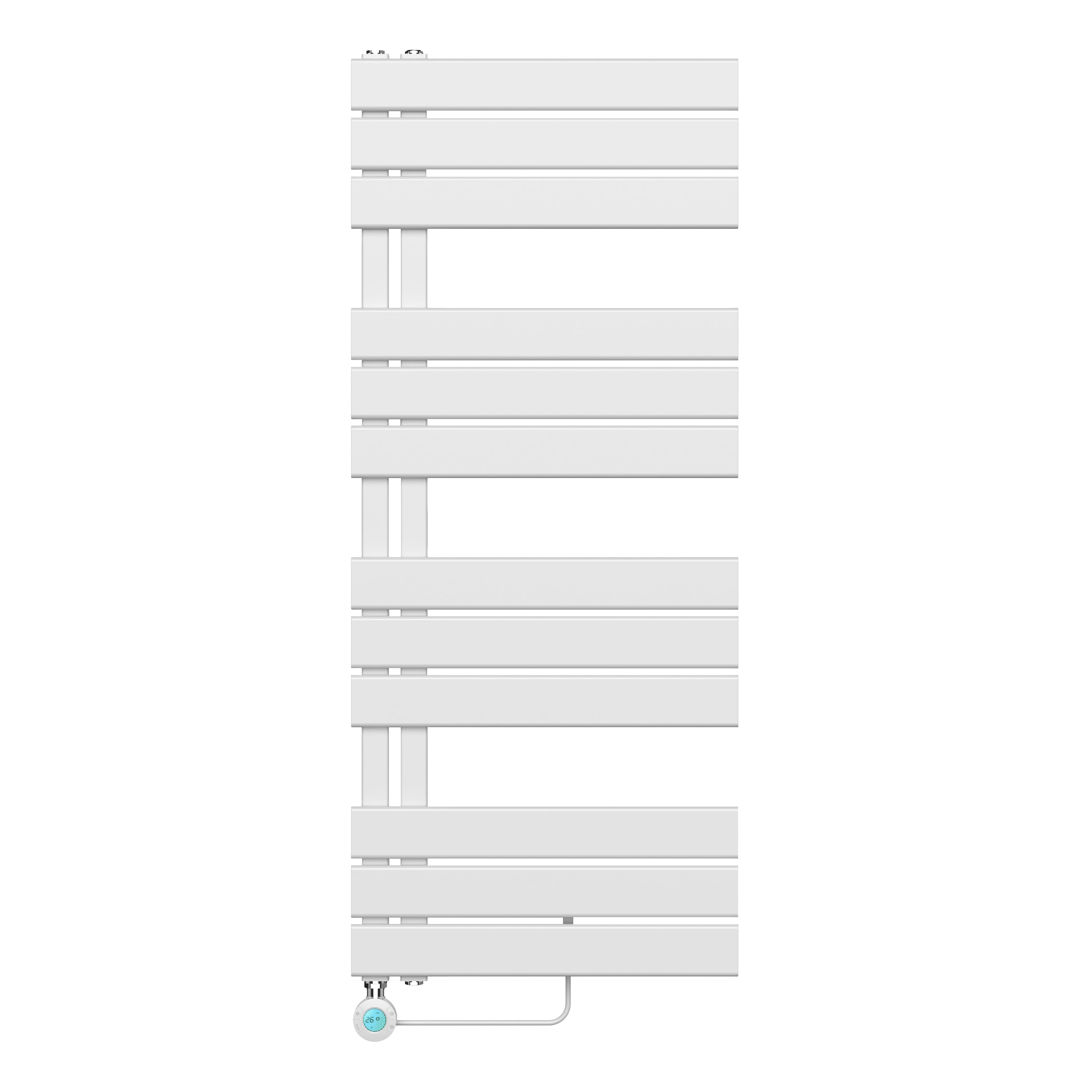 BELRAD SÈCHE-SERVIETTES ÉLECTRIQUE – AVEC THERMOSTAT NUMÉRIQUE PROGRAMMABLE – RACCORD À GAUCHE – 593W – 1200X500 MM – BLANC vue 1