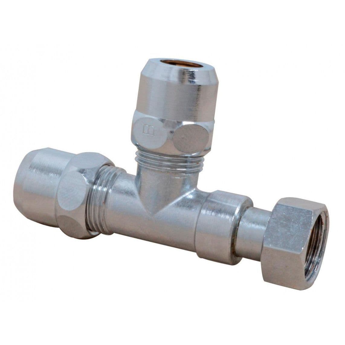 986274417 LT raccord à sertir-pièce en T, chromé, 3/8" F x 10 mmQ x 10 mmQ vue 1