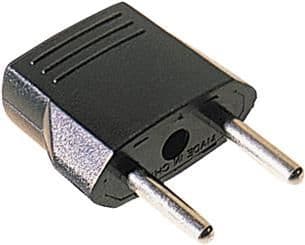 Adaptateur Etats-Unis vers Europe - fiche 2 pôles mâle EU / prise 2 pôles USA - Noir vue 1