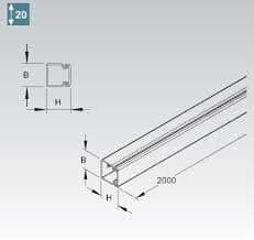 Goulotte hauteur 20 largeur 20mm longueur = 2m Gris clair vue 1