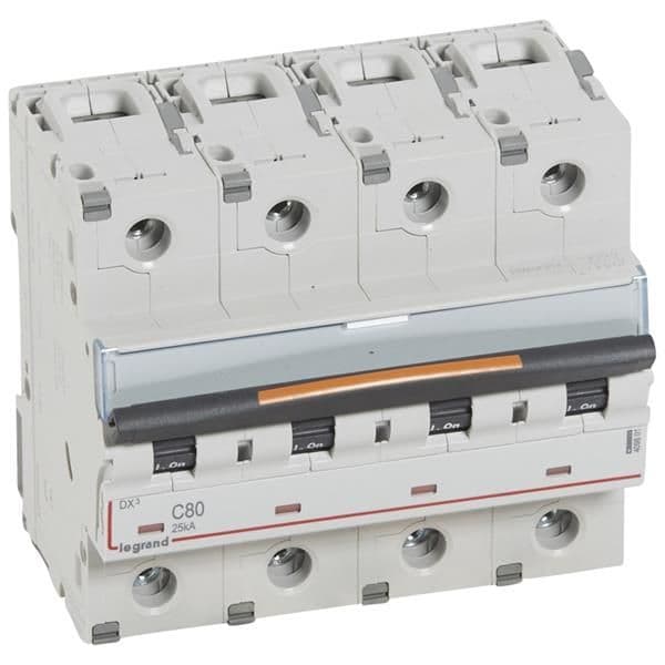 Disjoncteur DX³ 4 pôles courbe C 80A 400V - 25kA - 6 modules vue 1
