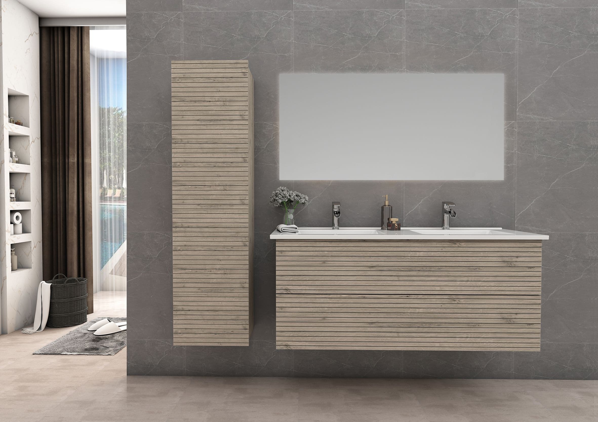 ELITE MEUBLE SOUS-PLAN AVEC RELIEF HORIZONTAL (120CM) - BOIS CLAIR vue 1