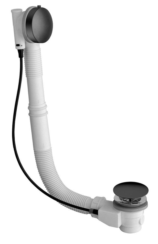 Van Marcke garniture baignoire bouton à tourner D52mm câble 580mm siphon noir vue 1