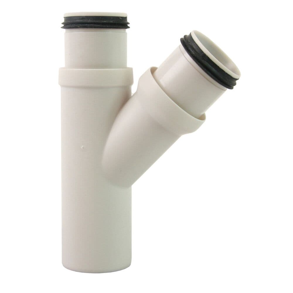 Pipelife Smartline PP T-simple 45° avec 2 raccords D 40 x D 40 blanc vue 1