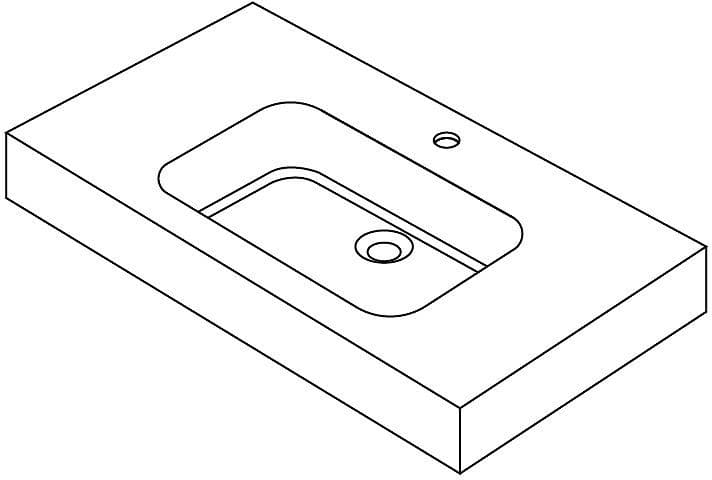 TABLET PURO 90CM 1 LAVABO SOLID BLANC M. vue 1