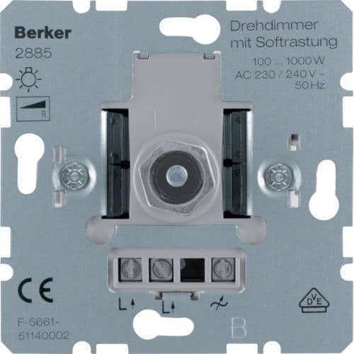 Variateur rotatif 1000W Berker, lampes incandescence / halogènes 230V vue 1