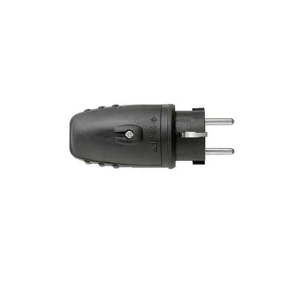 Fiche mâle caoutchouc 2 pôles + T IP44 10 / 16A 250V vue 1