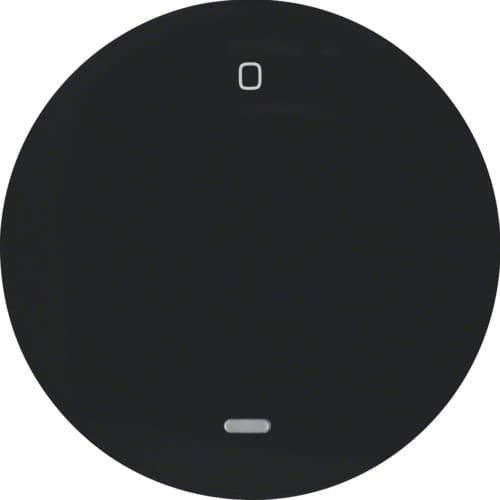 Touche avec voyant transparent et inscription 0 Berker R.1 / R.3 Noir, brillant vue 1